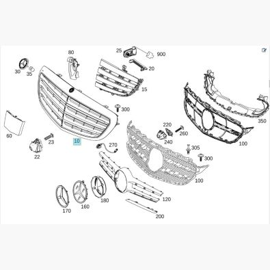 Original Mercedes-Benz Grill Kühlergrill Kühlerverkleidung C-Klasse 205 Lamelle grau