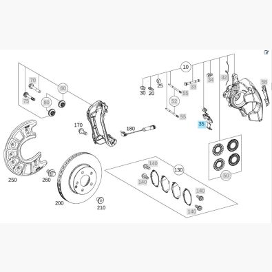 ORIGINAL MERCEDES-BENZ SPREIZFEDER Bremsklötze Bremssattel vorne C63 AMG