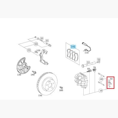 Original Mercedes-Benz Feder Spreitzfeder Bremsklötze Bremsbeläge Bremssattel Vorderachse vorne