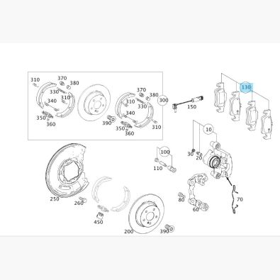 Original Mercedes-Benz Bremsbeläge Bremsklötze Hinterachse für Bremssattel aus Aluminium C-Klasse 204 A0004200205