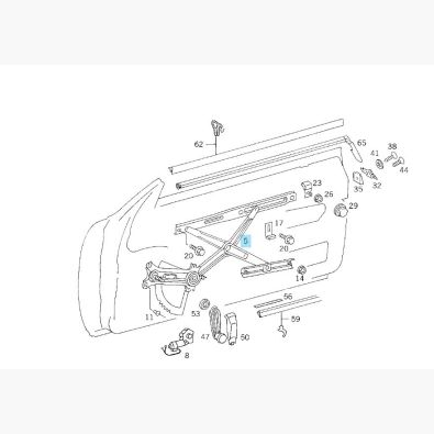 Original Mercedes-Benz Fensterheber rechts ohne Motor E-Klasse Coupe / Cabrio 124 