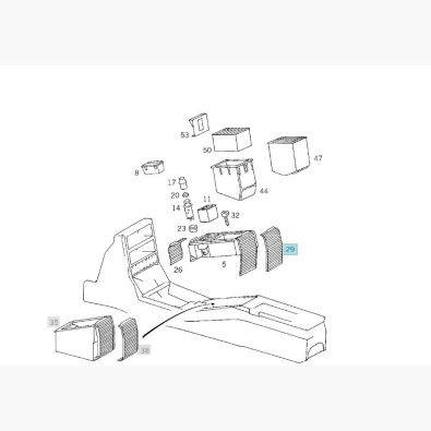 Original Mercedes-Benz Abdeckung Jalousie Mittelkonsole hinten SL R129 129