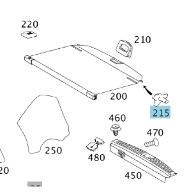 A16481201019051 + A16481202019051 Verriegelungsbolzenset, Set, Laderaumrollo, Gepäckraumrollo, Rollo, ML-Klasse, BR164