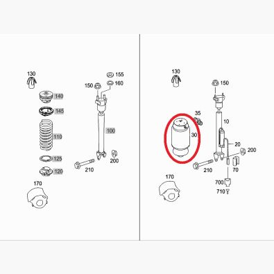 Original Mercedes-Benz Luftfederung Luftfeder Airmatic hinten ML ML-Klasse W164 164 A1663200325