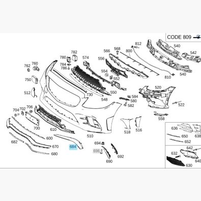 Original Mercedes-Benz Seitenspoiler links vorne C63 Stoßstange Stossfänger Frontspoiler