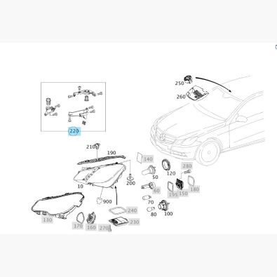 Original Mercedes-Benz Reparatursatz Halter Scheinwerfer rechts C-Klasse 207 W207, A2078200214