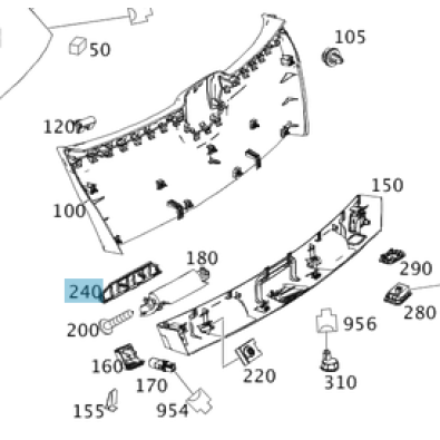 Original Mercedes-Benz Griff Verkleidung Heckklappe unten innen A2047431772 9051