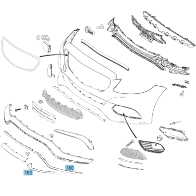 Original Mercedes-Benz Spoilerblende chrom Stossstange vorne links A2058851374