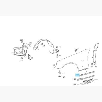 Original Mercedes-Benz ZEICHEN TYPENSCHILD KOMPRESSOR AUF KOTFLÜGEL VORN