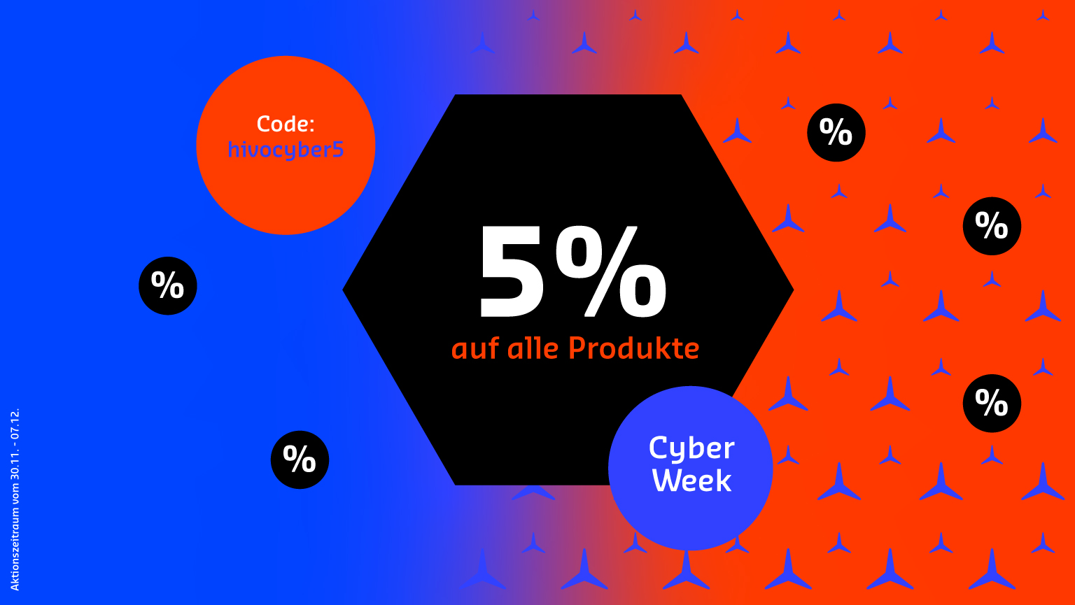 Cyber Week vom 30.11. — 07.12. mit 5% Rabatt auf alle Teile in unserem Shop